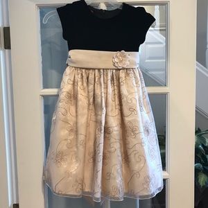Black and cream formal little girls dress